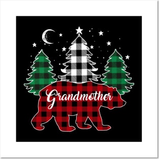 Grandmother Bear Buffalo Red Plaid Matching Family Christmas Posters and Art